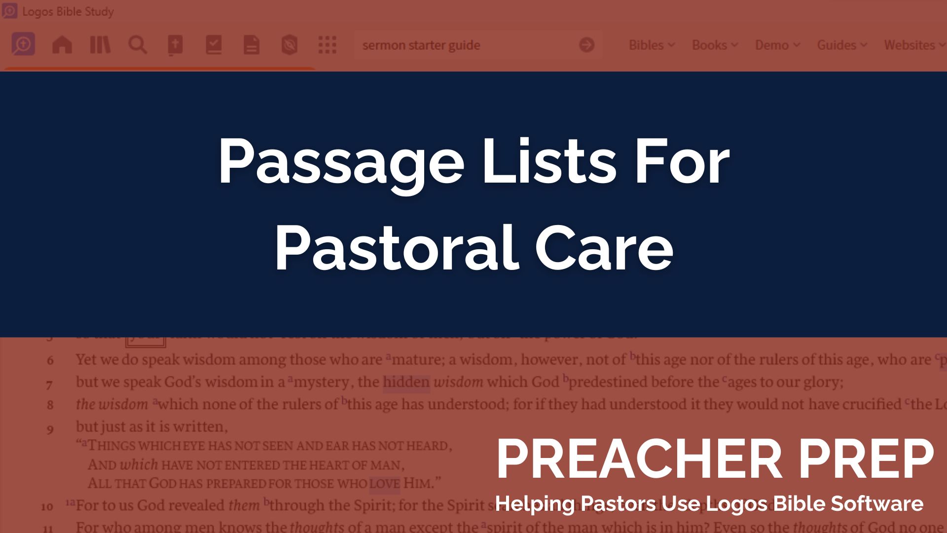 Passage Lists for Pastoral Care